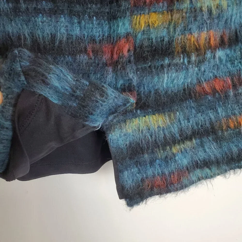 Anthropologie Maeve 10‎ Petite Blue Multicolor Furry Pencil Skirt Boho Statement
